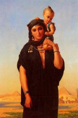unknow artist Femme fellah portant un enfant. Huile oil painting image